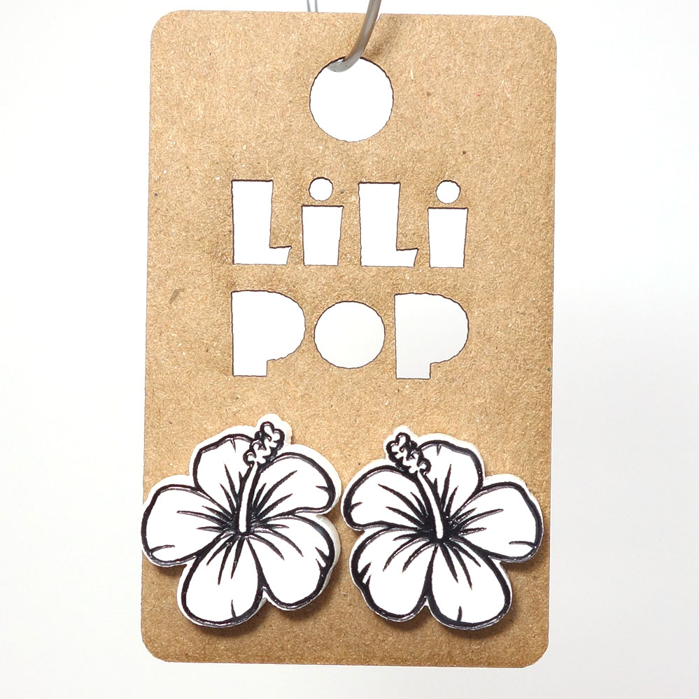 Boucles d'oreilles Fleur hibiscus noir - LiliPop