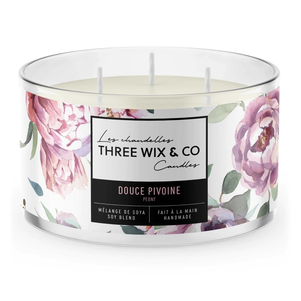 Three Wix & Co Chandelle Douce pivoine