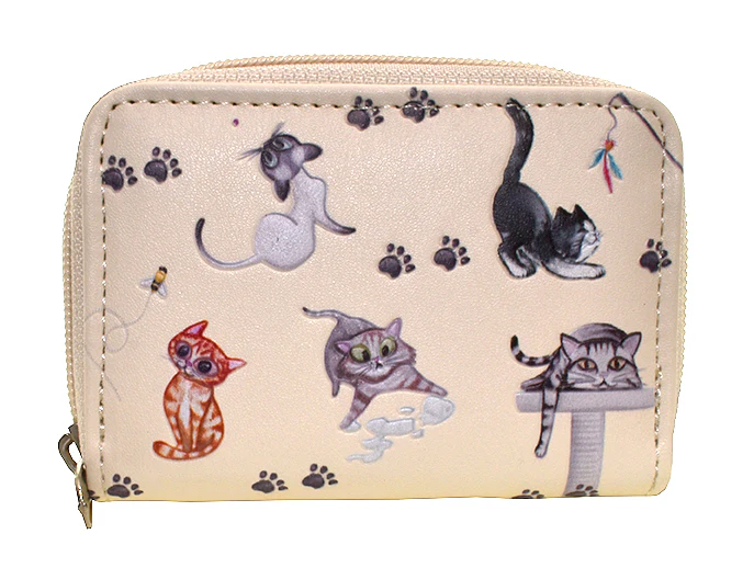 Porte-monnaie et porte cartes crème - Chats joueurs – Image 4