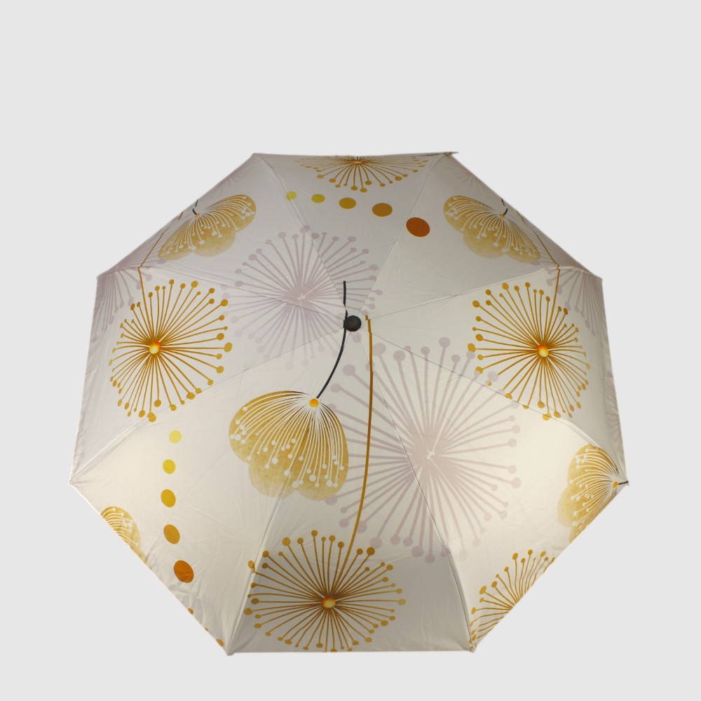 Mini parapluie court à motifs doré avec intérieur doré - Mat