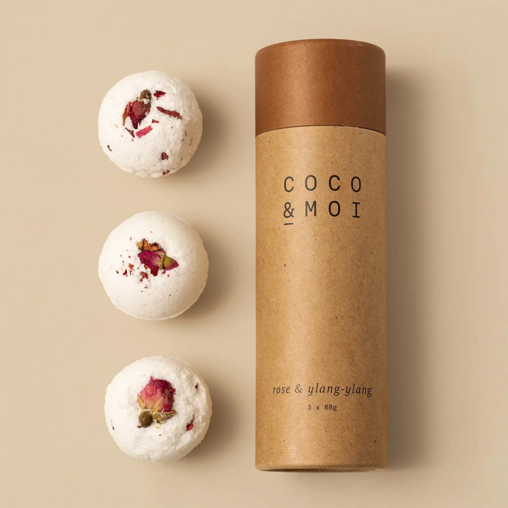 Bombe de bain Bain de Rose et Ylang Ylang (Boîte de 3) - Coco et Moi