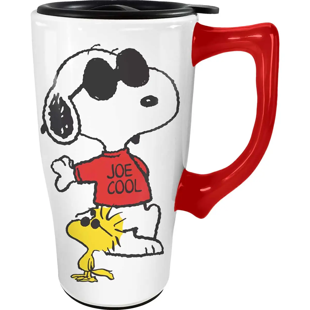 Tasse à café de voyage en céramique avec couvercle anti-déversement - Joe Cool (Snoopy)