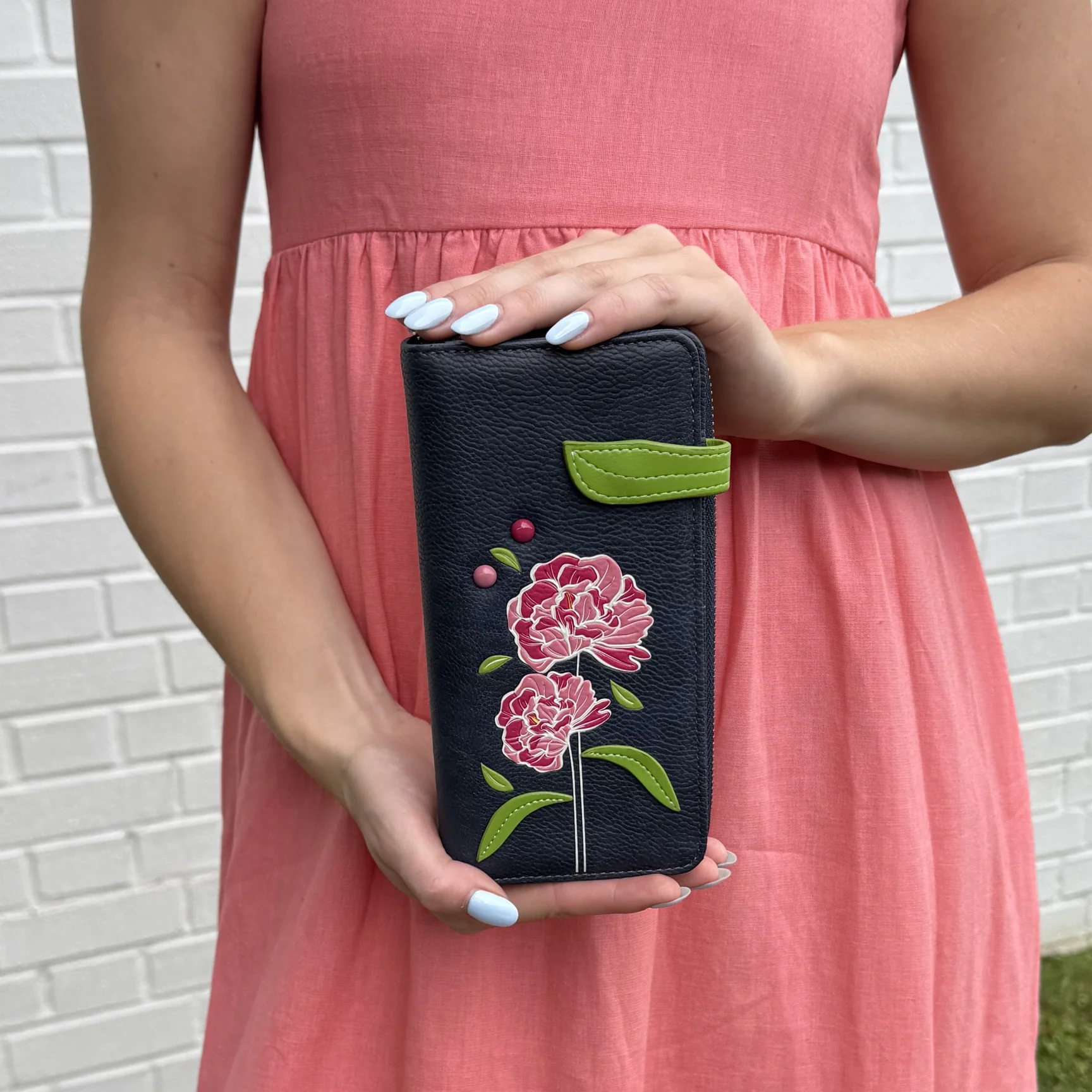 Portefeuille Clutch Pivoine bleu - Espe – Image 4