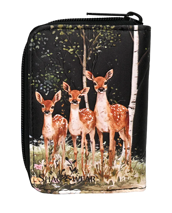 Porte-monnaie et porte cartes noir - Rassemblement de cerfs