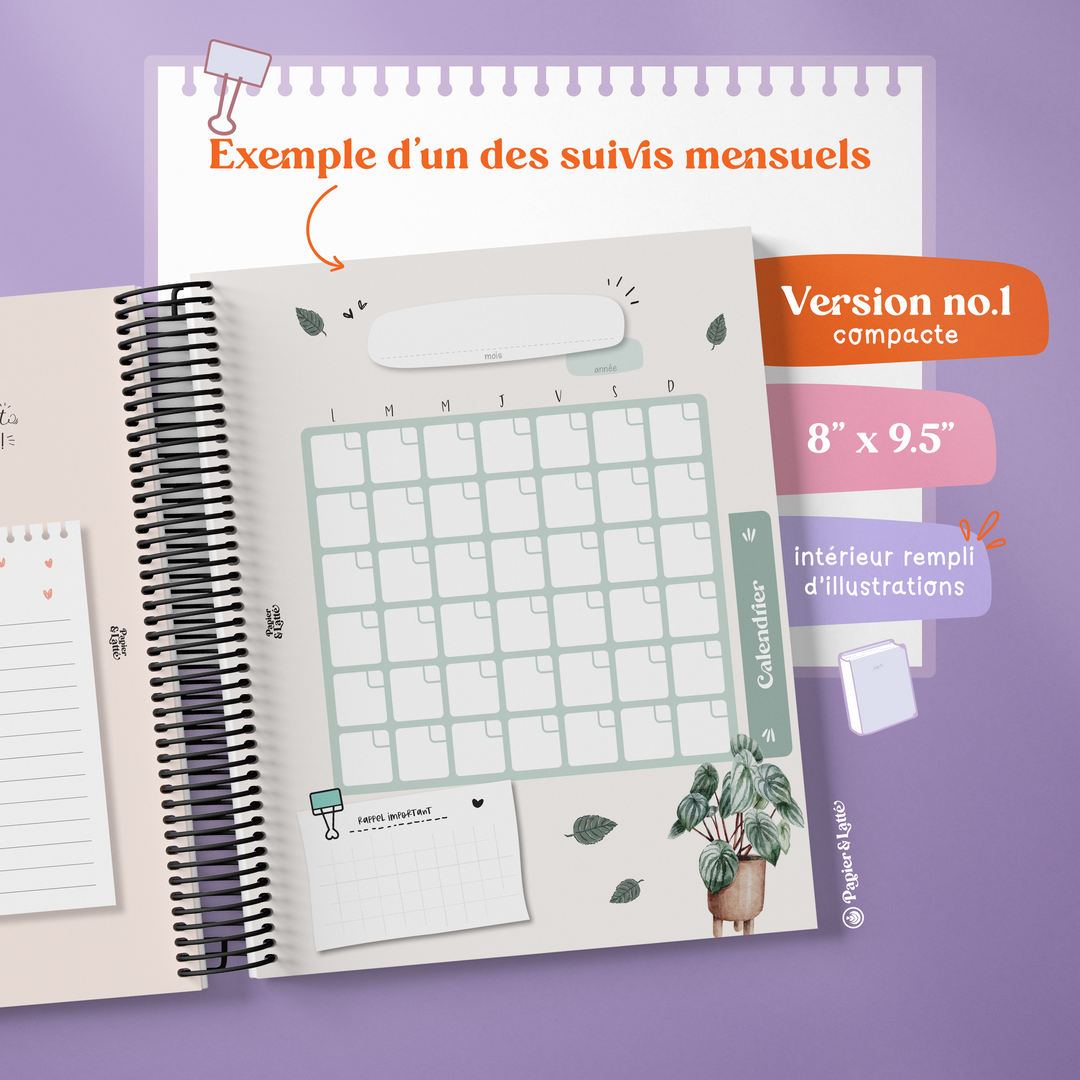 Cahier de survis personnel compact avec illustration, ton allié pour une année complète Café Eleonora - Papier Latté – Image 9