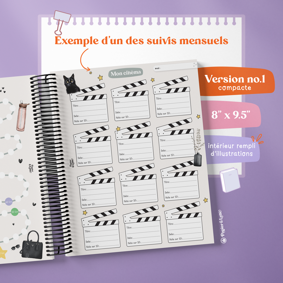 Cahier de survis personnel compact avec illustration, ton allié pour une année complète Café Eleonora - Papier Latté – Image 4