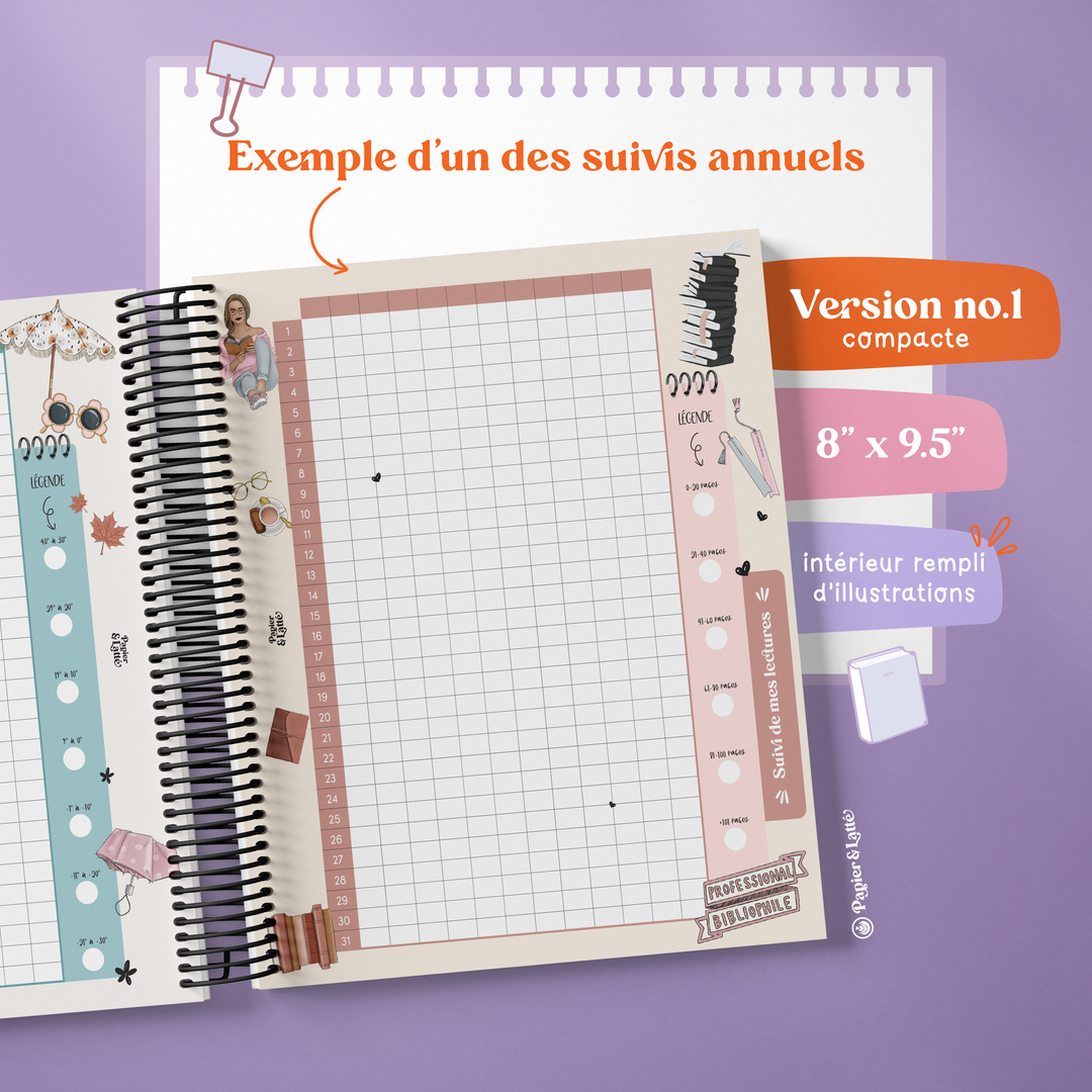 Cahier de survis personnel compact avec illustration, ton allié pour une année complète Café Eleonora - Papier Latté – Image 6