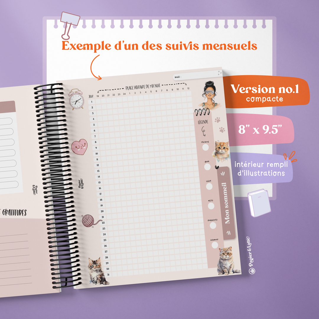Cahier de survis personnel compact avec illustration, ton allié pour une année complète Café Eleonora - Papier Latté – Image 8