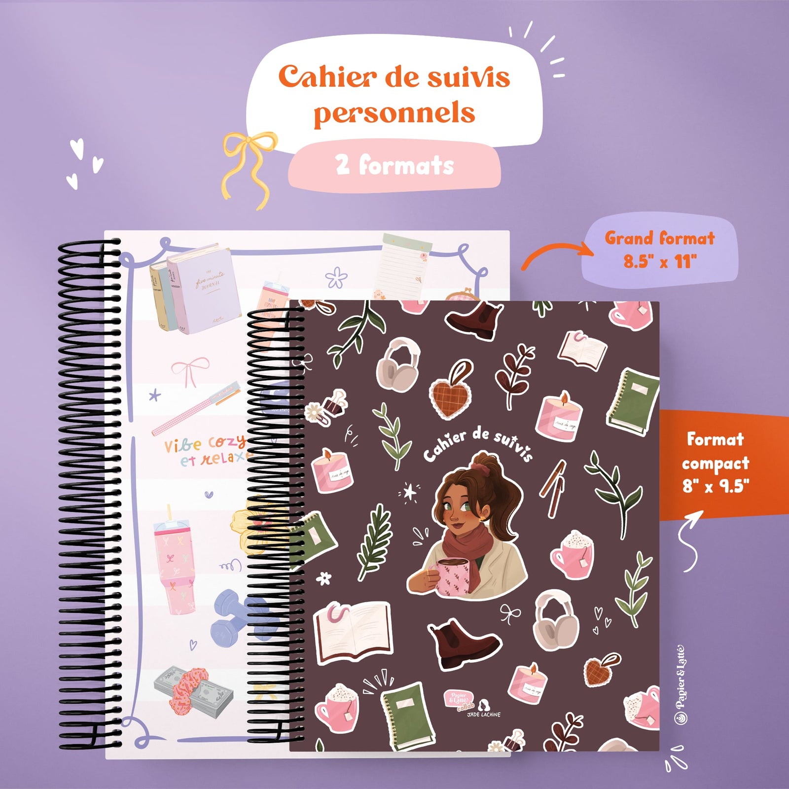 Cahier de survis personnel compact avec illustration, ton allié pour une année complète Café Eleonora - Papier Latté – Image 11