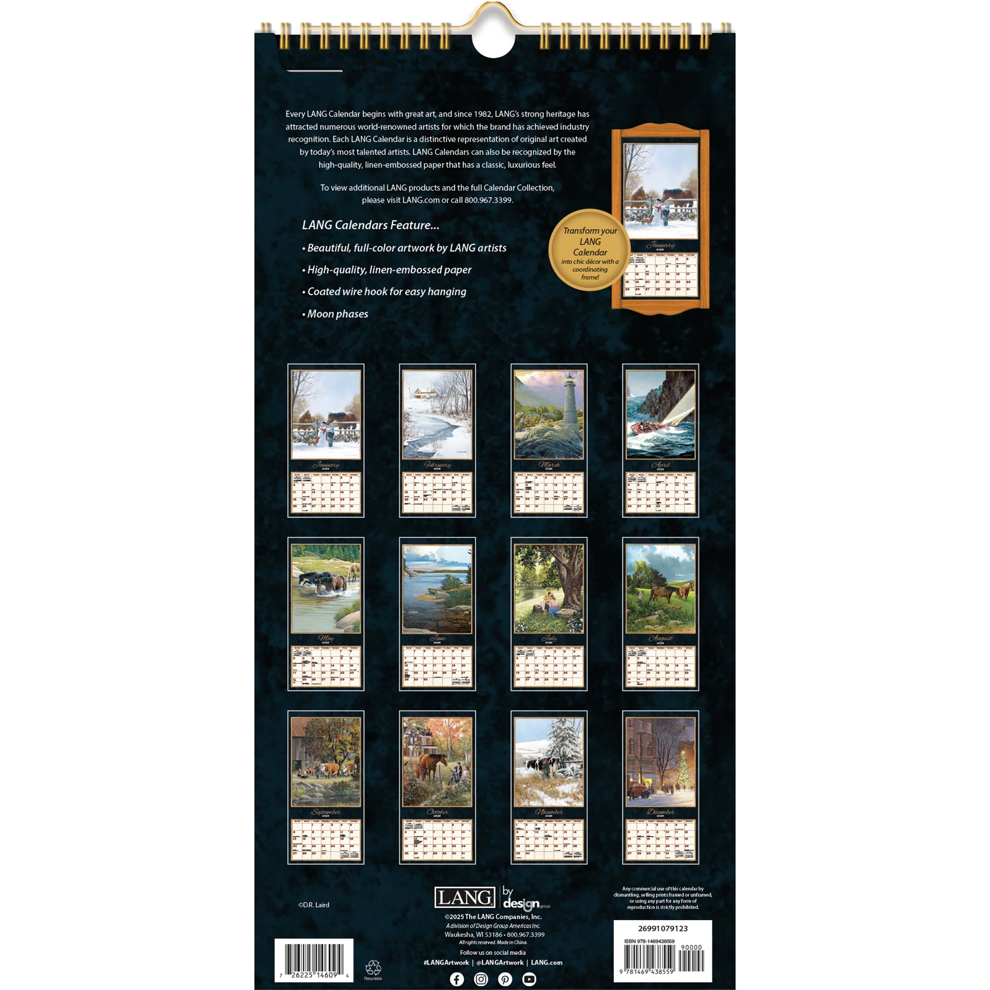 Calendrier mural vertical petit Treasured Times 2027 - Lang – Image 2